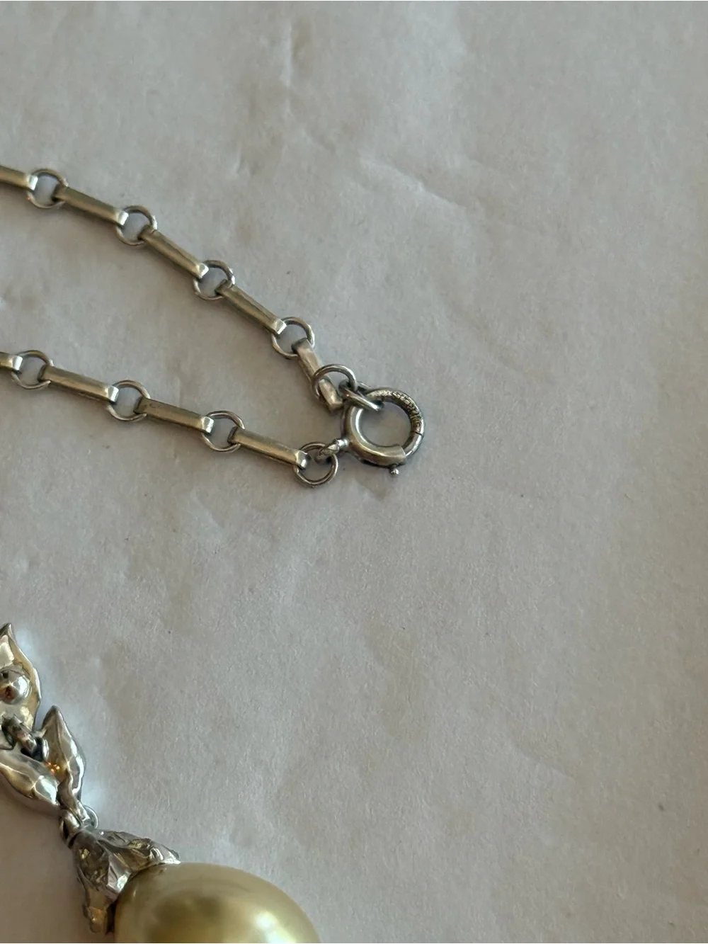 TRIFARI | 40s “Alfred Phillippe” Pave Rhinestone Faux Pearl Sterling Necklace